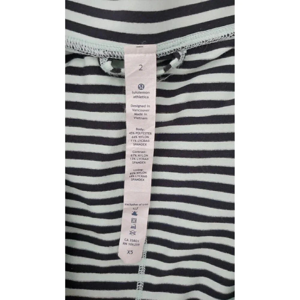 Lululemon Daily Yoga Jacket Mint Black Stripe Size 2 High Neck Full Double Zip - Picture 7 of 8